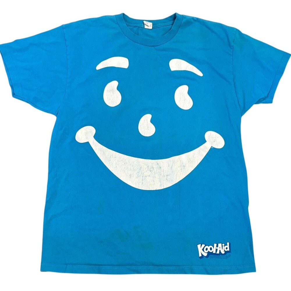 Kool-aid Man Oh Ya! Blue T Shirt Size XL Men’s Highly Distressed Deep Stain VTG